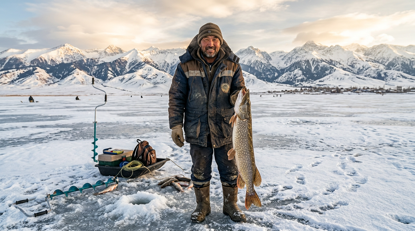 Trophy fish caught ice fishing