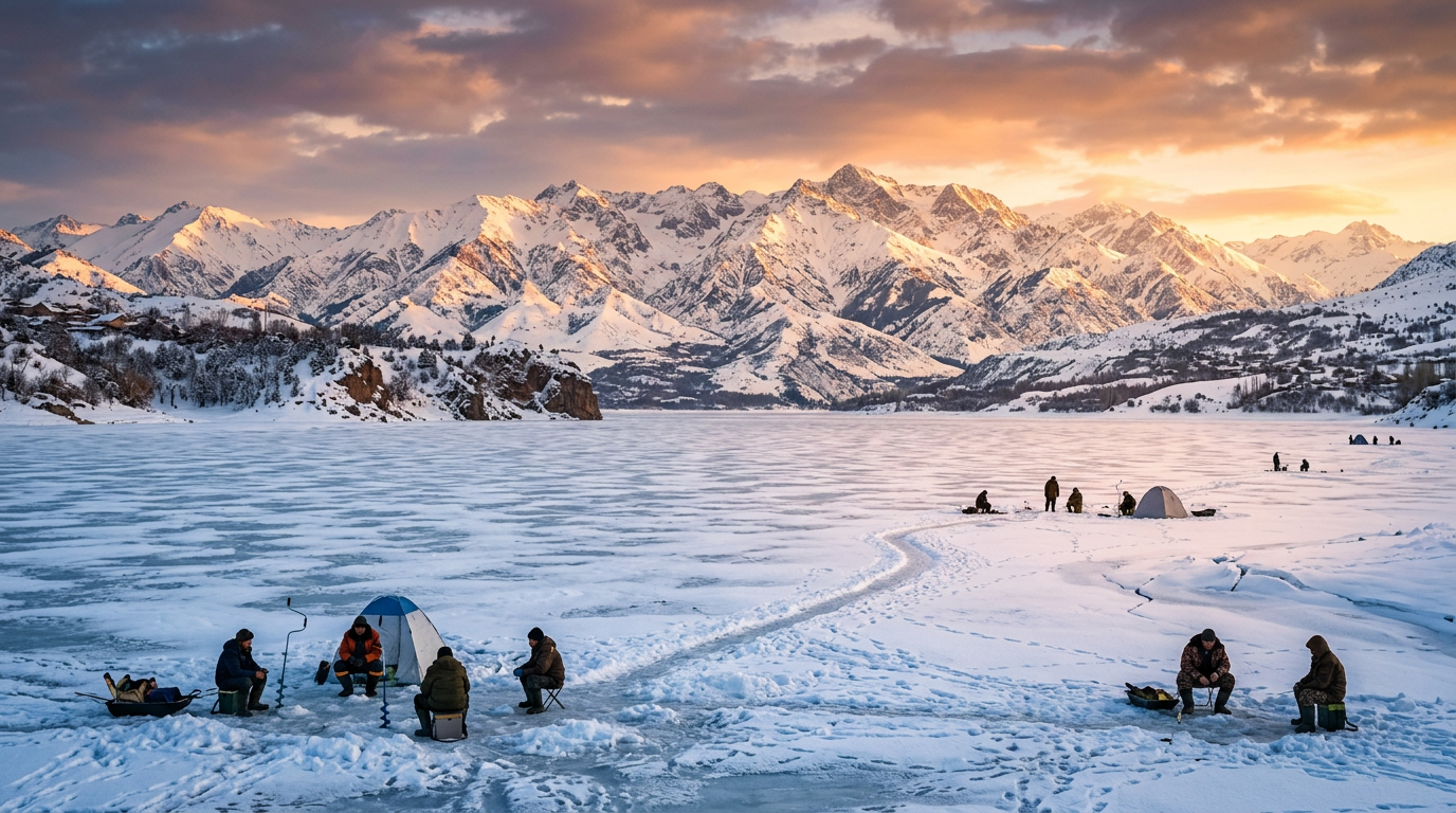 Charvak Reservoir ice fishing