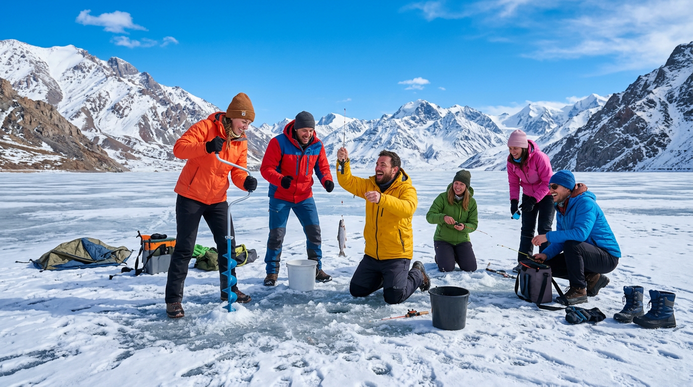 Group ice fishing tour Uzbekistan